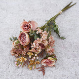 Msddl Luxury Retro Artificial Flowers Silk Rose Wedding Home Decoration Autumn High Quality Fake Bouquet Grass Dried Photography Props