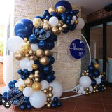 Msddl 136pcs Navy Blue Gold White Balloon Garland Arch Kit Confetti Balloons For Baby Bridal Shower Birthday Party Wedding Decorations