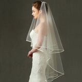 Msddl Bridal Veils 1 Layer 150cm Wedding Veil Headwear Ribbon Edge Organza Tulle White Head Marriage Bride Wedding Accessories
