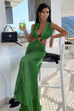 Msddl  2023 Summer Dress Women Sexy Party Dress Maxi Bodycon Dress Green Celebrity Prom Evening Party Dress