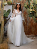 Msddl  2023 New White Dress Lace V-Neck Wedding Dress Sexy Backless  Chiffon  A-LINE  Summer Fashion Dress