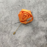 Msddl Groom Boutonniere Lapel Pins Wedding Corsage Suit Buttonhole Silk Roses Gold Leaves Men Women Brooch Flowers Mariage Accessories