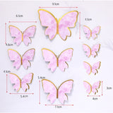 Msddl 10pcs Pink Butterfly Paper Cake Topper Happy Birthday Cupcake Toppers For Baby Shower Wedding Party Birthday Cake Decoration