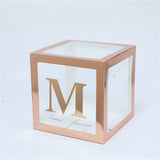 Msddl Rose Gold Transparent Letter A-Z Box Custom Baby Name Balloon Baby Shower Box Girl First 1st Birthday Party Decor Kids Babyshowe