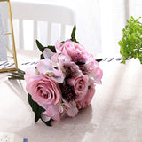 Msddl Bridal Bouquet Wedding Accessories for Bridesmaid Silk Rose Hydrangea Burgundy Artificial Flowers Marriage Party Home Decoration