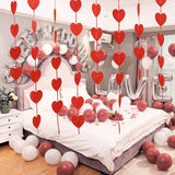 Msddl 16pcs/set 2M Red Hearts Garland DIY Valentines Day Hanging String Garland Day Wedding Anniversary Birthday Party Decoration