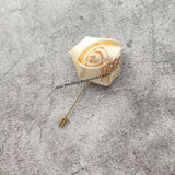 Msddl Groom Boutonniere Lapel Pins Wedding Corsage Suit Buttonhole Silk Roses Gold Leaves Men Women Brooch Flowers Mariage Accessories