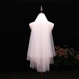 Msddl Wedding Veil Short Soft Tulle Bridal Veils With Comb 2 Layers Cut Edge White Ivory 90cm Hair Bride Head Mariage Accessories