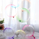 Msddl 5pcs 18 Inch Color Crystal Balloon Double Layer Round Bubble Transparent Transparent Balloon Wedding Helium Inflatable Ball