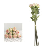 Msddl 10Heads/bunch Luxury coked edge roses with leaves artificial flowers flores artificiales bouquet mariage roses