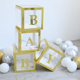 Msddl Gold Transparent Letter A-Z Box Custom Baby Name Balloon Baby Shower Box Girl First 1st Birthday Party Decor Kids Babyshowe
