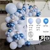 Msddl 100pcs Macaron Pastel Blue White Metallic blue Balloon Arch Garland Wedding Birthyday Baby Shower Party Background Decor Globos