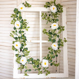 Msddl White Artificial Silk Fake Flowers Garland Peony Eucalyptus Plants Vine Hanging for Wedding Decoration Home Party Garden Craft Arch Decor