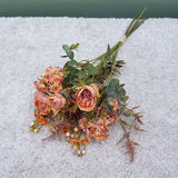 Msddl Luxury Retro wild roses with grass dried looking special flower bouquet Wedding photography props flores artificiales
