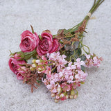 Msddl Luxury Retro wild roses with grass dried looking special flower bouquet Wedding photography props flores artificiales