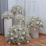 Msddl 40 to 80cm Custom White Artificial Baby Breath Flowers Event Wedding Decoration Gypsophila Floral Ball Table Centerpiece Arrange Prop
