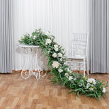 Msddl Large White Artificial Flower Row Ball Fake Plant Runner Wedding Decoration Backdrop Wall Decor Centerpiece Table Floral Party Prop Arrange