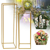 Msddl 2 PCS Metal Floor Stand Geometric Vase Rack Gold Wedding Arch Centerpiece Decor Wedding Flower Stand 80cm+100cm