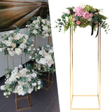 Msddl 31*31*100cm Gold Flower Floor Stand Metal Column Flower Stand Flower Arrangement For Wedding Arch  Party Dinner Centerpiece