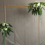 Msddl 2x1.5m Wedding Arch Garden Party Backdrop Decor Frame Flower Balloon Gold Rectangular Rack Metal Wedding Backdrop Stand