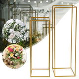 Msddl 2 PCS Metal Floor Stand Geometric Vase Rack Gold Wedding Arch Centerpiece Decor Wedding Flower Stand 80cm+100cm