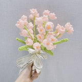 Msddl 1Bunch Finished Product Knitted Flower Rose Holding Flowers Wedding Decorate Hand-woven Bouquet Birthday Gift Artificial Flowers