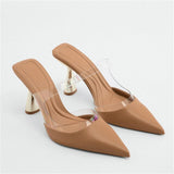 Msddl TRAF Womens high heeled Slippers Sandals stiletto Shoes Luxury Rhinestones Strap Pumps Slingbacks Ladies Pointed Toe Heels