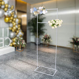 Msddl 155cm Metal Wedding Arch Frame Garden Backdrop Flower Display Balloon Column Stand Holder for Wedding Party (Gold/White)