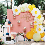 Msddl 137Pcs Daisy Balloon Arch Garland White Yellow Boho Balloon Garland Daisy Flower Balloons for Daisy Theme Wedding Birthday Party