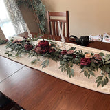Msddl Artificial Table Runner Flowers Champagne Garland Willow Party Wedding Decoration Centerpieces for Garden Rehearsal Dinner Bridal Shower