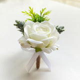 Msddl Boutonniere Wedding Men Accessories White Calla Lily Roses Artificial Flowers Buttonhole Decoration Guests Marriage Corsage Pins