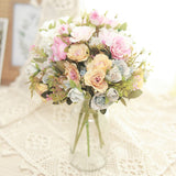 Msddl Artificial Flowers Maria Rose Wedding Handheld Silk Bouquet Wedding Home Table Decoration Party Holiday Arrange Supplies Crafts