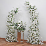 Msddl Wedding Decoration Flowers White Champagne Floral Arrangement Horn Moon Shape Table Centerpieces Ball Artificial Flower Stand Decor