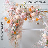 Msddl Artificial Pink Flower Wedding Decoration Arches Corner Hanging Floral Row Custom Wall Backdrop Arrangement Welcome Sign Props Table Flower