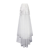 Msddl Wedding Bridal Veil with Comb Illusion Tulle Lace Flower Layer Decor Elbow Veils Hair Accessories for Brides 2 Tier