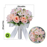 Msddl Wedding Bouquet Holding Flowers Artificial Natural Rose Wedding Bouque Wedding Accessories Silk Ribbon Roses Holding Flowers
