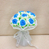 Msddl 1Bunch Finished Product Knitted Flower Rose Holding Flowers Wedding Decorate Hand-woven Bouquet Birthday Gift Artificial Flowers