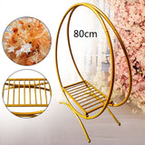 Msddl Round Metal Wedding Arch Gold Double Hoop Wedding Party Background  Flower Balloon Stand Decor Supplies for Party 60/77/80cm