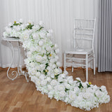 Msddl Large White Artificial Flower Row Ball Fake Plant Runner Wedding Decoration Backdrop Wall Decor Centerpiece Table Floral Party Prop Arrange