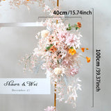 Msddl Artificial Pink Flower Wedding Decoration Arches Corner Hanging Floral Row Custom Wall Backdrop Arrangement Welcome Sign Props Table Flower