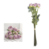 Msddl 10Heads/bunch Luxury coked edge roses with leaves artificial flowers flores artificiales bouquet mariage roses