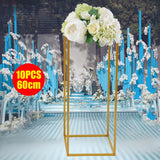 Msddl 10Pcs 80cm/60cm Metal Plating Floral Decor Vase Floor Column Stand Road Lead Wedding Arch Supply