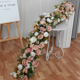 Msddl 2m White Large Artificial Flowers Row Table Runner Rose Peony Fake Green Plants Wedding Decoration Wall Backdrop Decor Floral Party Props
