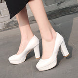 Msddl Big Size 13 14 15 platform heels women shoes woman pumps ladies Waterproof table round head high heel shallow thick heel