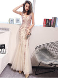 Msddl  Womensleveless Evening Dresses Elegant Mermaid Formal Dress Tull Sequind Prom Gown  Lace Robe De Soriee Long Evening Party Dress