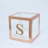 Msddl Rose Gold Transparent Letter A-Z Box Custom Baby Name Balloon Baby Shower Box Girl First 1st Birthday Party Decor Kids Babyshowe