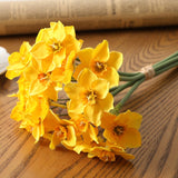 Msddl Hot Sale Artificial Flower Daffodil Bouquet Silk Cloth Daffodil Flower Arrangement Home Hotel Restaurant Bedroom Decoration DIY