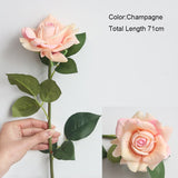 Msddl 3Pc 71cm Moist Feel Rose Artificial Flowers Latex Roses Flower Home Decoration Wedding Road Lead Flowers Marriage Bridal Bouquet