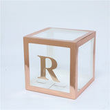 Msddl Rose Gold Transparent Letter A-Z Box Custom Baby Name Balloon Baby Shower Box Girl First 1st Birthday Party Decor Kids Babyshowe