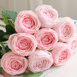 Msddl 5Pc Simulation Hand Feeling Moisturizing Latex Rose Artificial Flower Decor Home Wedding Roses Real Touch Flowers Bridal Bouquet